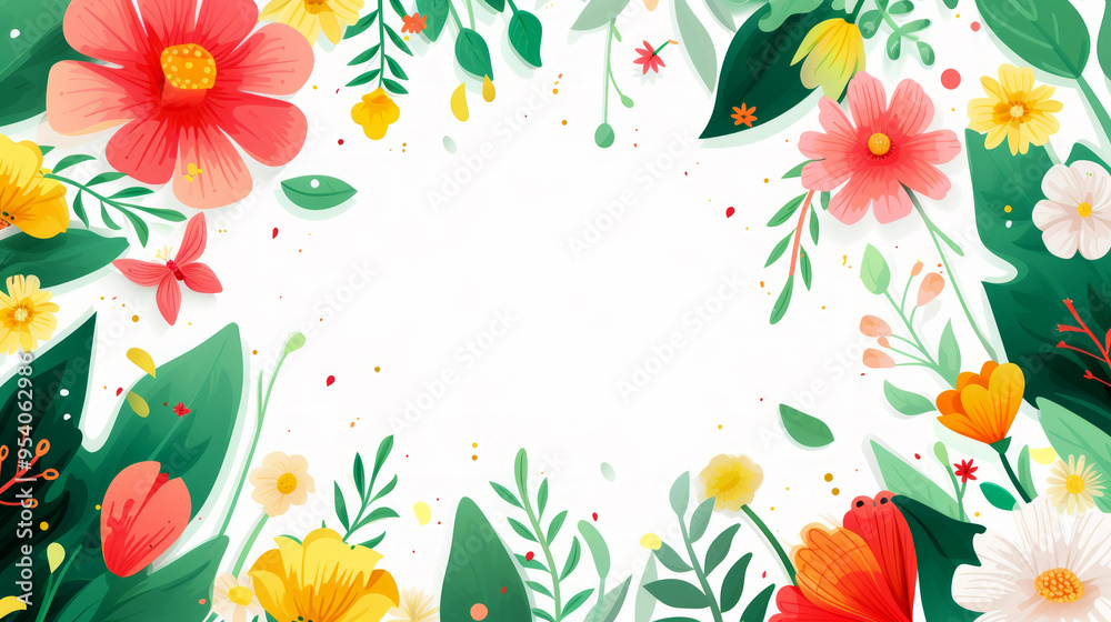 Illustrative postcard with beautiful Flowers and Copyspace Illustrative postcard with beautiful Flowers and Copyspace