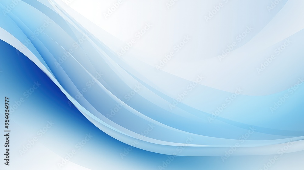 Fototapeta premium A smooth abstract design featuring flowing blue waves on a light background, ideal for backgrounds or presentations.