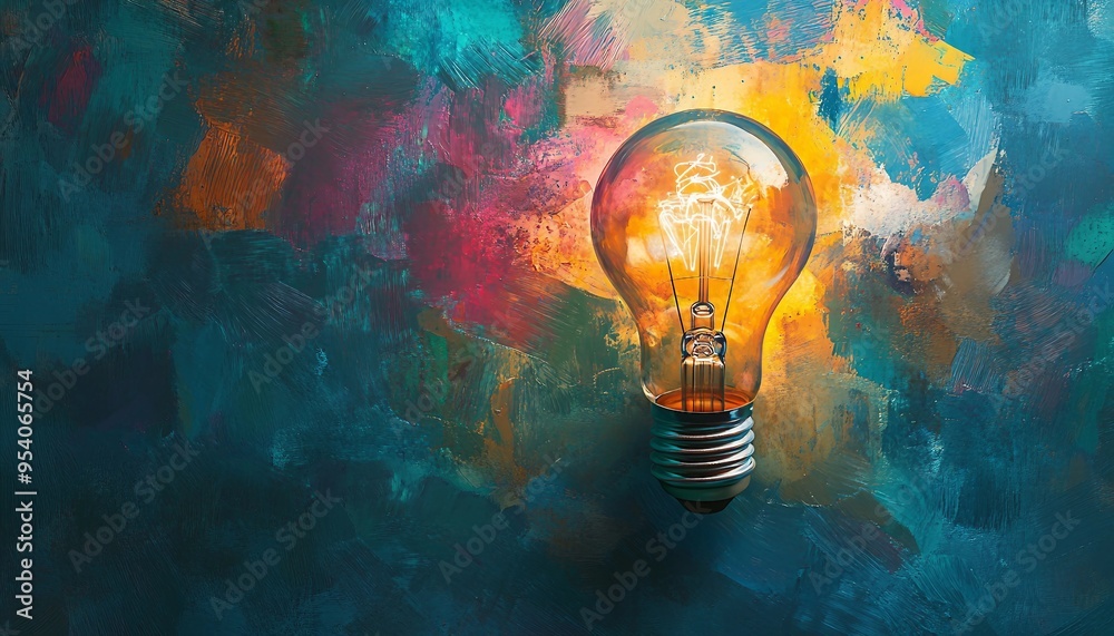 Radiant Concepts: Top View of a Light Bulb with Abstract Ideas, top-down 3D view of a light bulb where the filament glows brightly, Radiant Concepts: Top View of a Light Bulb with Abstract Ideas, top-down 3D view of a light bulb where the filament glows brightly,