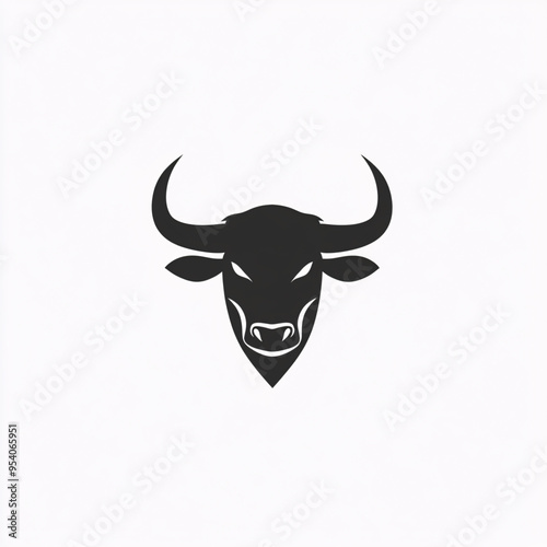 Minimalist bull logo featuring a stylized bull's head with prominent horns in a bold and symmetrical design