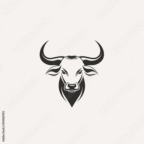 Minimalist bull logo featuring a stylized bull's head with prominent horns in a bold and symmetrical design