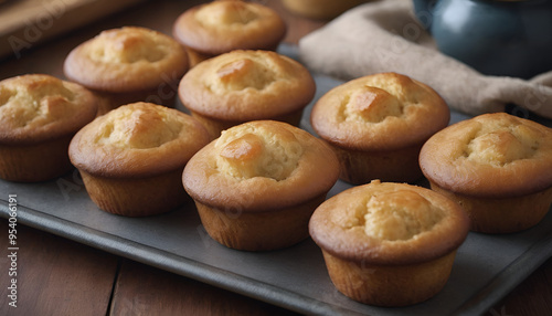 honey cornbread muffin on a baking pan