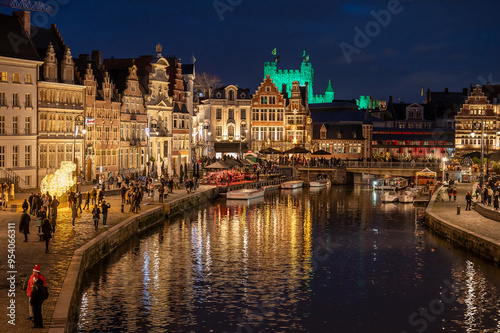Christmas night in Ghent, Belgium