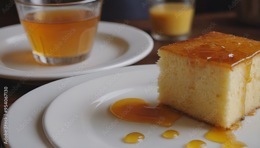 Fototapeta premium cornbread drizzled with honey on top