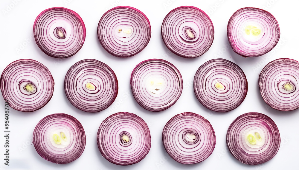 red onion slices. pattern texture background. isolated on white background red onion slices. pattern texture background. isolated on white background