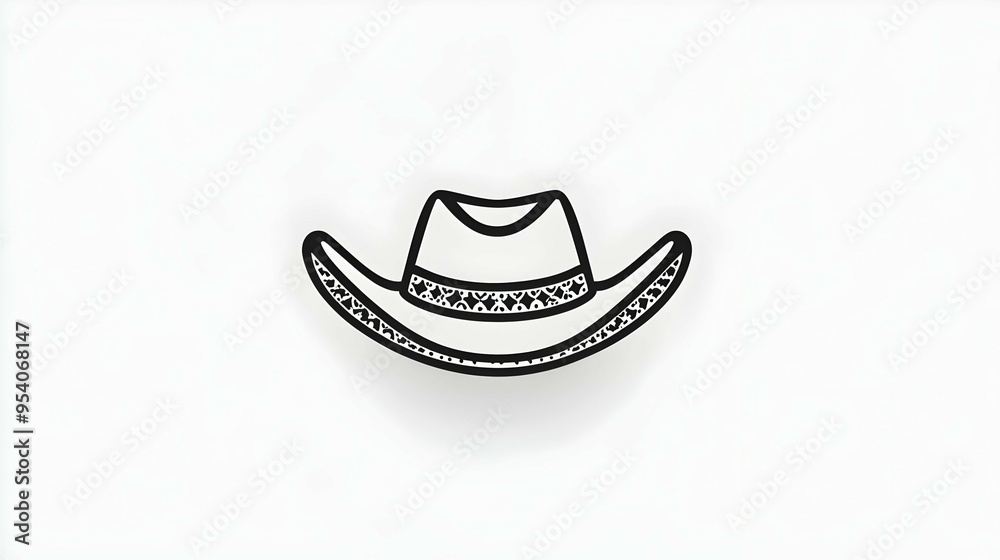 Cowboy Hat Line Drawing Illustration Cowboy Hat Line Drawing Illustration