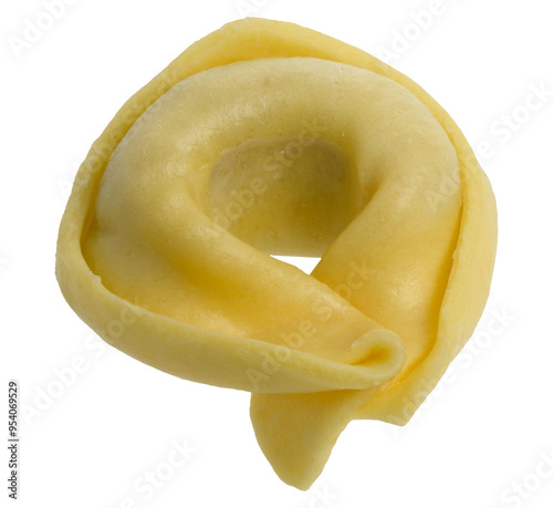 Raw tortellini on isolated background