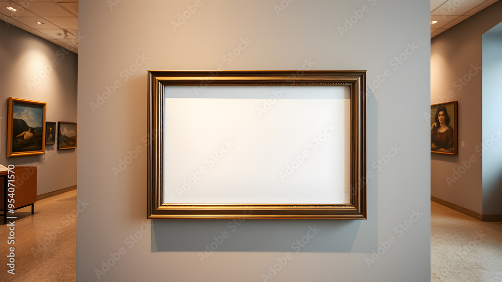 The empty placard in the museum has an empty frame. Generative AI The empty placard in the museum has an empty frame. Generative AI