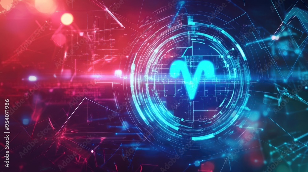 Health care symbol with vibrant, dynamic elements, set against a futuristic backdrop, symbolizing modern wellness and innovation Health care symbol with vibrant, dynamic elements, set against a futuristic backdrop, symbolizing modern wellness and innovation