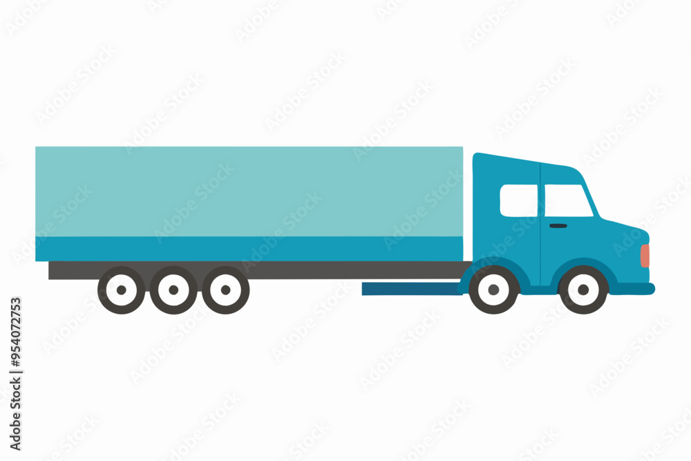 Truck with long trailer vector art illustration Truck with long trailer vector art illustration