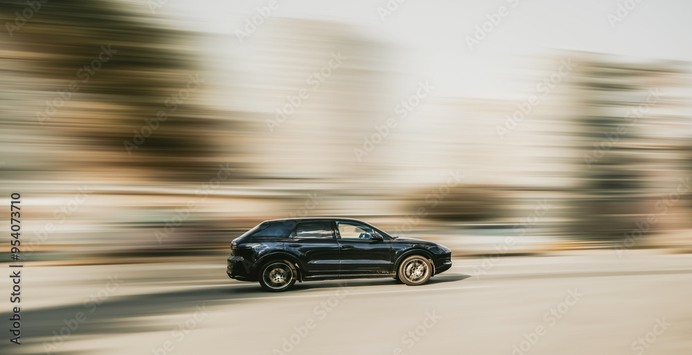 Abstract car. Fast driving SUV, car with speed blur background Abstract car. Fast driving SUV, car with speed blur background