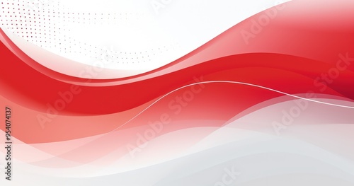 A smooth, flowing abstract design featuring red and white waves, ideal for backgrounds or graphic elements.