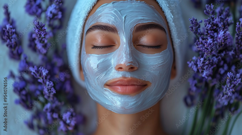 A relaxing scene with someone applying a hydrating face mask, surrounded by calming scents. A relaxing scene with someone applying a hydrating face mask, surrounded by calming scents.