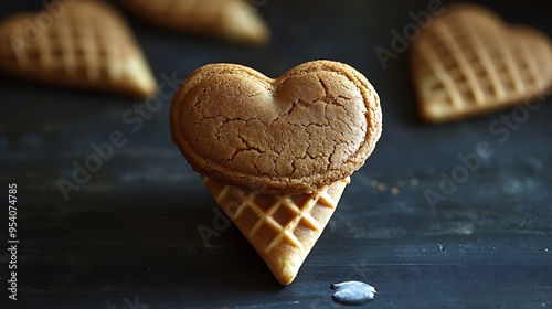 Heart-shaped Cookie on Waffle Cone