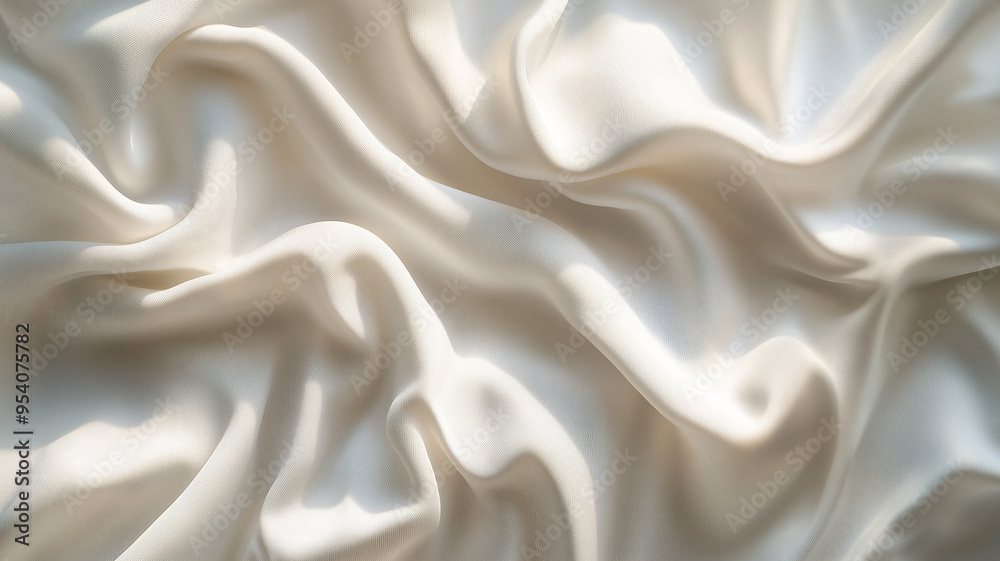Abstract image of wrinkled white fabric surface with soft folds and shadows Abstract image of wrinkled white fabric surface with soft folds and shadows