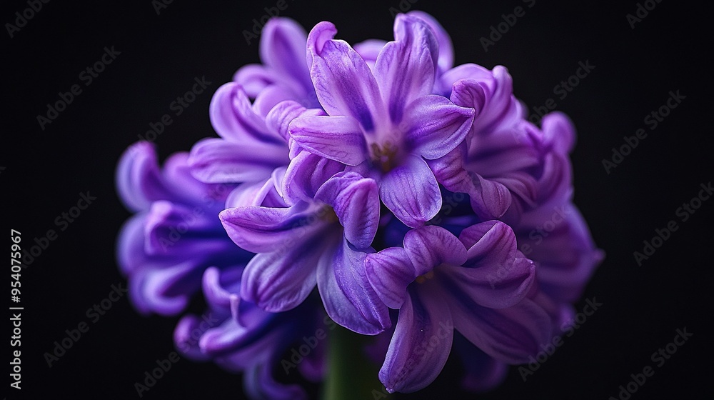 A sharp focus on a vivid purple bloom against a dark backdrop, with a soft-focus central detail A sharp focus on a vivid purple bloom against a dark backdrop, with a soft-focus central detail