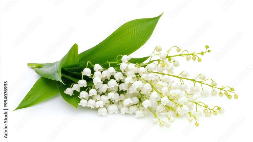 Obraz premium Lily of the Valley Flowers Isolated on White Background for Spring and Summer Decorations Generative AI