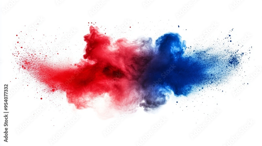 Colorful Powder Explosion on White Background, Chaos Concept Generative AI