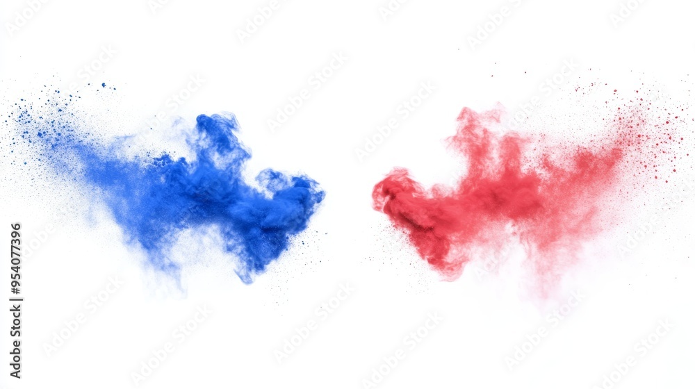 Colorful Powder Explosion on White Background, Chaos Concept Generative AI Colorful Powder Explosion on White Background, Chaos Concept Generative AI