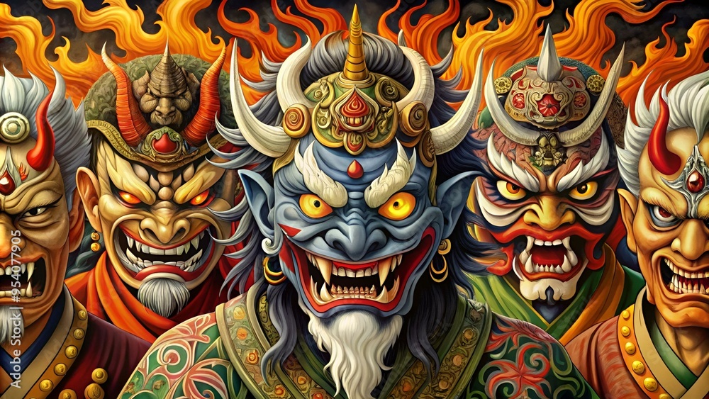ilustración de demonios de estilo japonés 30 ilustración de demonios de estilo japonés 30