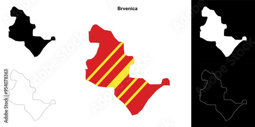 Brvenica municipality outline map set