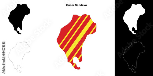 Cucer Sandevo municipality outline map set
