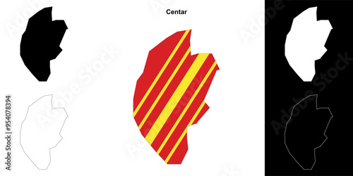 Centar municipality outline map set