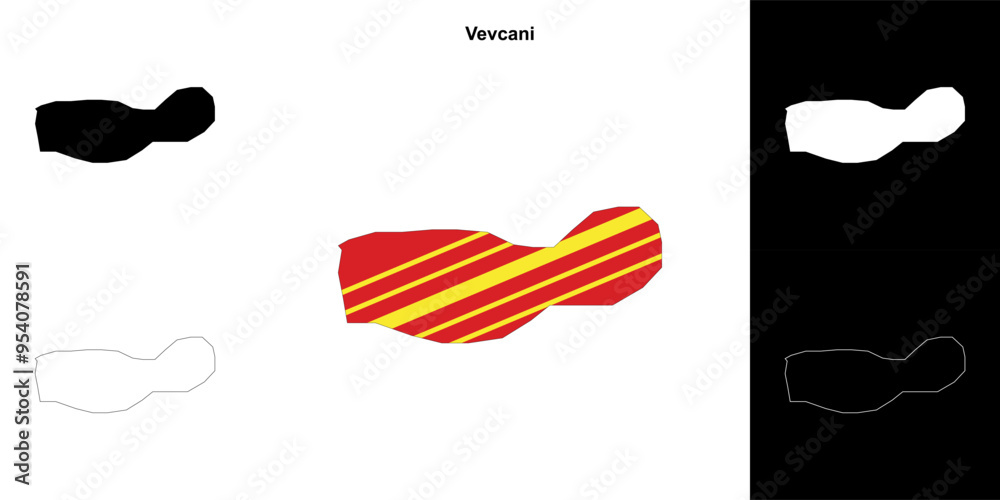 Vevcani municipality outline map set