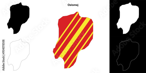 Oslomej municipality outline map set