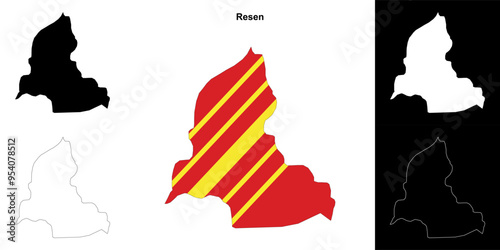 Resen municipality outline map set