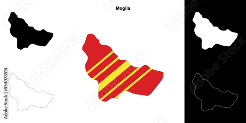 Mogila municipality outline map set