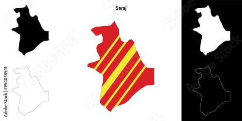 Saraj municipality outline map set