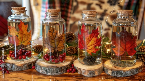 A set of tall glass vases filled with clear water