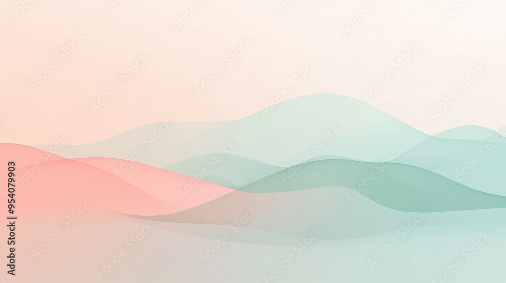 A sharp image of a mountain range in pastel blue, pink, and light green with clear, defined peaks in the background A sharp image of a mountain range in pastel blue, pink, and light green with clear, defined peaks in the background
