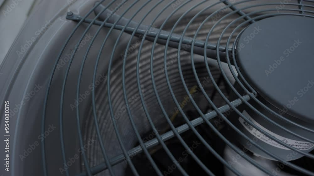 Close up view of Home fan of HVAC Air Conditioner system. Day time Close up view of Home fan of HVAC Air Conditioner system. Day time