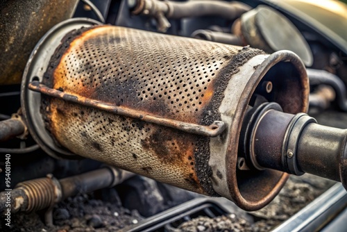 Dirty diesel particulate filter exhibiting heavy soot accumulation, highlighting the need for regular maintenance to