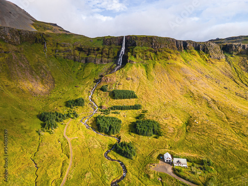 Bjarnarfoss, waterfall in Iceland photo