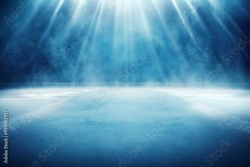 Snow and ice background.Empty ice rink illuminated by spotlights