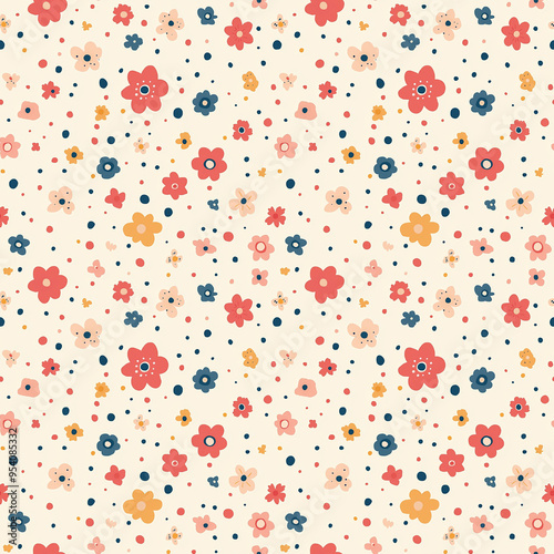 seamless tile of pretty illustrated flowers