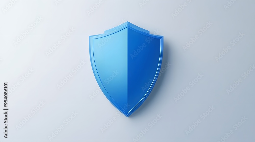 Shield depicting protection. shield 3d icon. Protection, defense and security concept symbol: blue shield on isolated on white background Shield depicting protection. shield 3d icon. Protection, defense and security concept symbol: blue shield on isolated on white background
