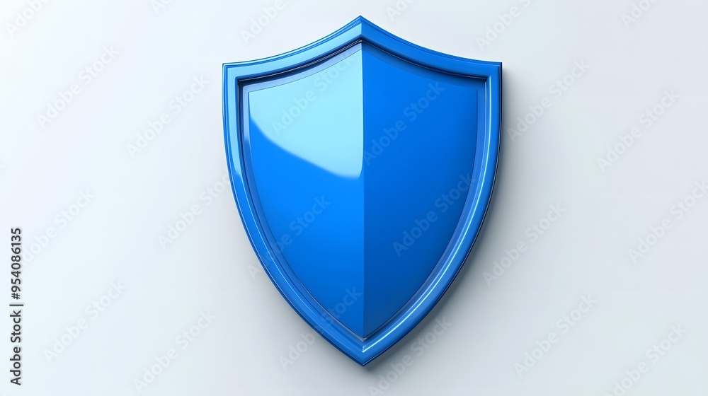 Shield depicting protection. shield 3d icon. Protection, defense and security concept symbol: blue shield on isolated on white background Shield depicting protection. shield 3d icon. Protection, defense and security concept symbol: blue shield on isolated on white background