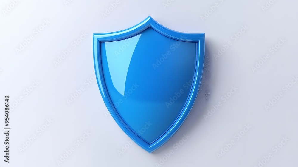 Shield depicting protection. shield 3d icon. Protection, defense and security concept symbol: blue shield on isolated on white background Shield depicting protection. shield 3d icon. Protection, defense and security concept symbol: blue shield on isolated on white background