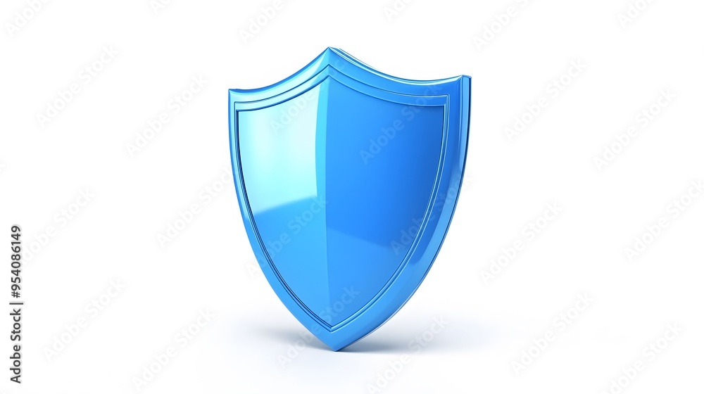 Shield depicting protection. shield 3d icon. Protection, defense and security concept symbol: blue shield on isolated on white background Shield depicting protection. shield 3d icon. Protection, defense and security concept symbol: blue shield on isolated on white background