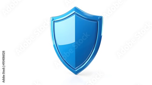 Shield depicting protection. shield 3d icon. Protection, defense and security concept symbol: blue shield on isolated on white background