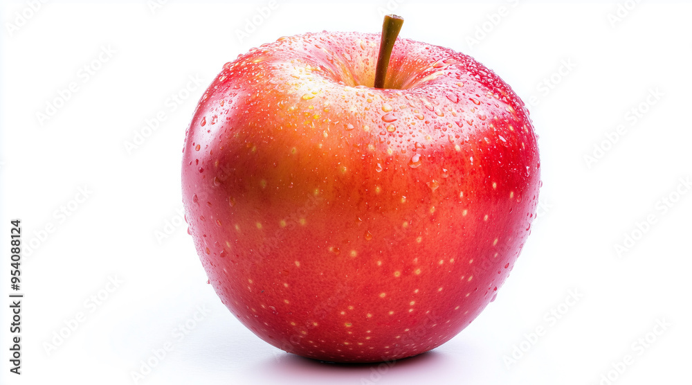 Clear ripe apple, isolated white background, studio lighting for focused advertising Clear ripe apple, isolated white background, studio lighting for focused advertising