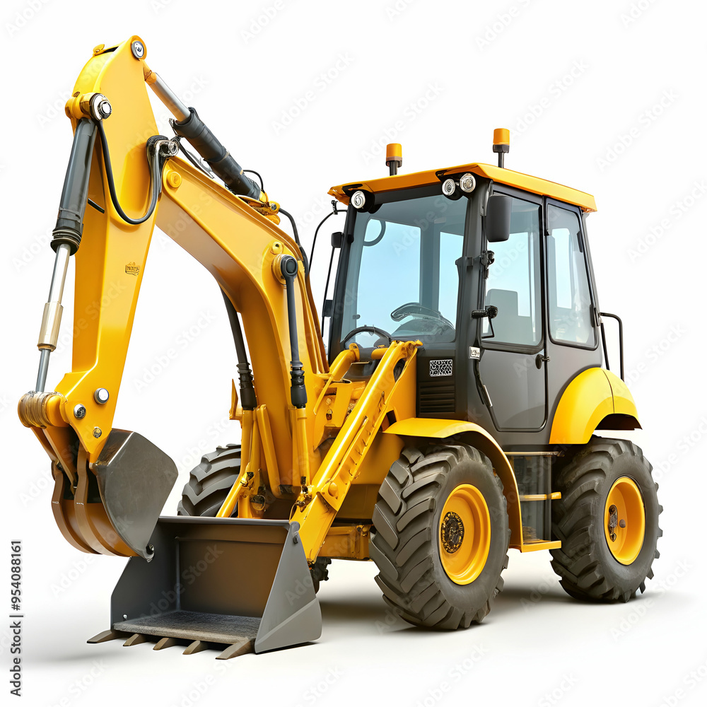 backhoe on white background backhoe on white background
