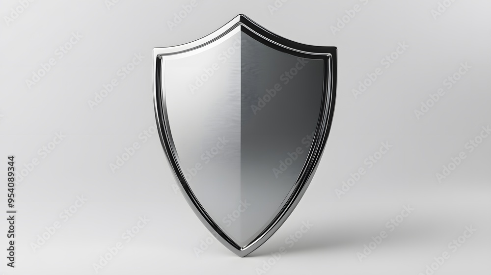 Shield depicting protection. shield 3d icon. Protection, defense and security concept symbol: grey shield on isolated on white background Shield depicting protection. shield 3d icon. Protection, defense and security concept symbol: grey shield on isolated on white background