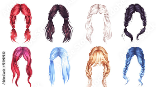 Hair styles, set of hand drawn hairstyles