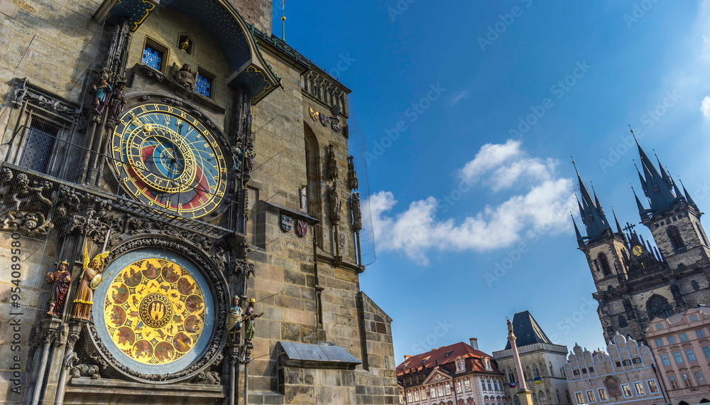 Obraz premium clock in Old Town Square in Prague, Czech Republic