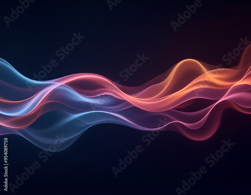 Abstract colorful flowing wave lines on a dark background with smooth gradient lighting
